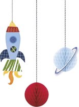 UNIQUE - 3 space en raket hangdecoraties - Decoratie > Slingers en hangdecoraties