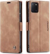 CaseMe - Coque Samsung Galaxy Note 10 Lite - Étui portefeuille - Fermeture magnétique - Marron clair