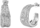 Silventi 921170005 Zilveren Oorstekers - Halve Ringen - 21mm- Glitter Zilver