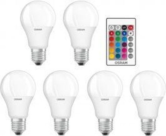 6 stuks Osram LED lamp E27 9W/RGBW incl. afstandsbediening | bol.com