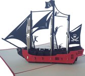 pop-up piraten boot-zeilschip -driemaster-wenskaart-met envelope-3d