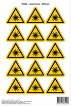 Pictogram sticker W004 - Laserstraal - Δ50mm - 15 stickers op 1 vel