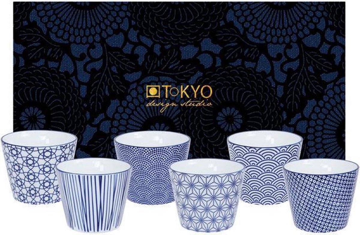 Tokyo Design Studio - Nippon Blue Koffiekopjes - 180 ml - 6 stuks - Tokyo Design Studio