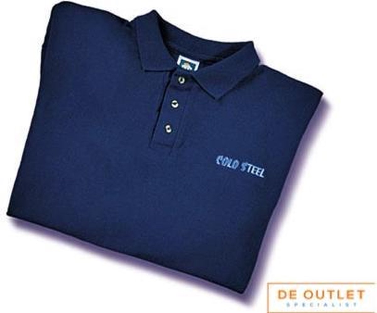 Cold Steel Navy Polo Shirt-L Kleding Blauw