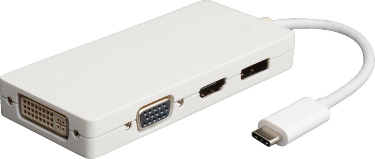 NÖRDIC DOCK-108 USB-C Dockingstation naar HDMI / DisplayPort 4K, VGA / DVI 1080p, DP Alt-modus, Wit