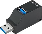Ninzer Mini USB 3.0 en 2.0 HUB Adapter met 3 USB aansluitingen - Zwart