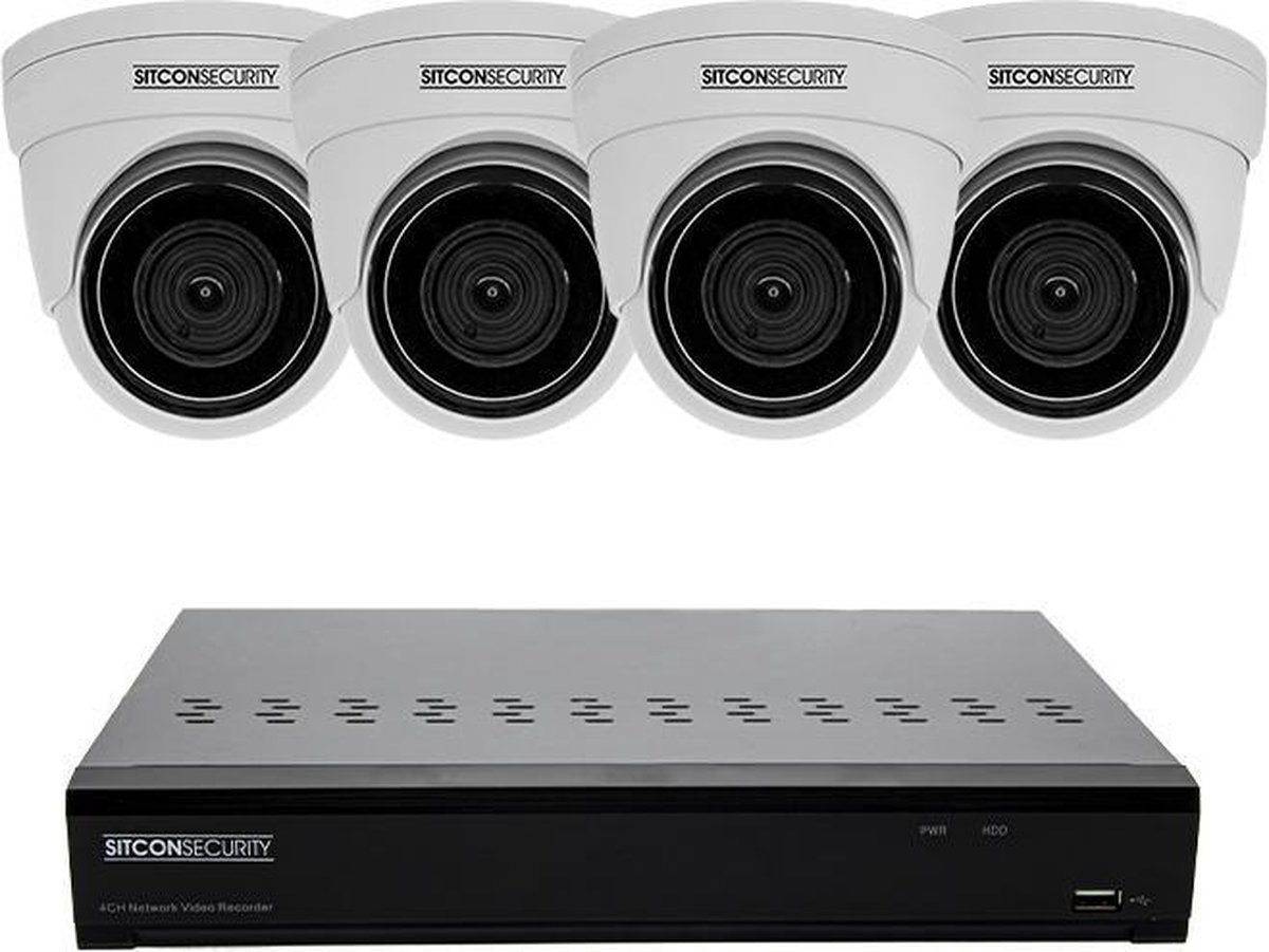 Sitcon | Full HD UTP (4X) Dome camera set - Easy - met POE NVR recorder