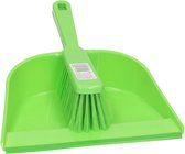 Groen stoffer en blik van plastic 23 cm - Huishoud/schoonmaakbenodigdheden - Schoonmaakartikelen - Schoonmaken/huishouding