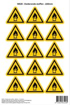 Pictogram sticker W028 - Oxiderende stoffen - Δ50mm - 15 stickers op 1 vel