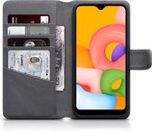 Samsung Galaxy A01 hoesje - MobyDefend luxe echt leren wallet bookcase - Grijs - GSM Hoesje - Telefoonhoesje Geschikt Voor: Samsung Galaxy A01