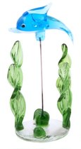 Non-branded Glazen Dolfijn Op Standaard 10 Cm Blauw/groen