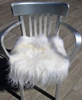 Eco IJslands schapenvacht stoelkussen wol wit met lange wol.