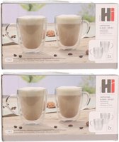 Set van 2x dubbelwandige koffieglazen / cappuccino glazen 270 ml - Dubbelwandige glazen voor cappuccino