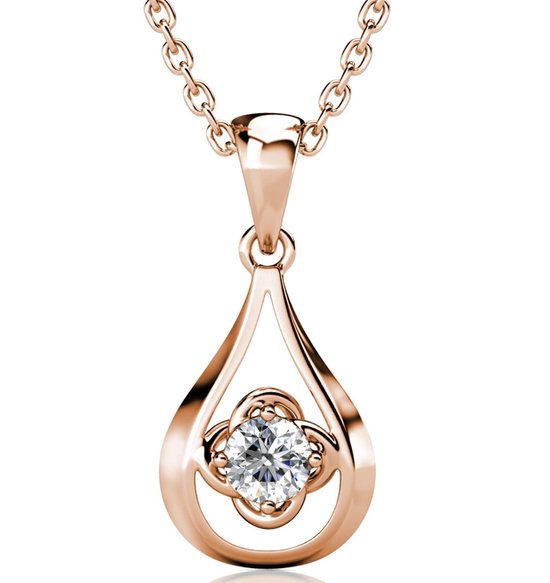 Yolora Dames Ketting met Hanger - Kalpa Camaka Kristal - Rosékleurig - 18K Roségoud Verguld - Vrouwen Collier Roségoud - Sieraden - Halsketting - Luxe Giftbox - Geschenkdoos - Cadeau doos - Exclusieve Geschenkverpakking - Mooie Cadeauverpakking