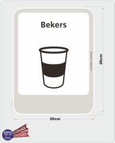 Drink bekers recycling pictogram sticker.