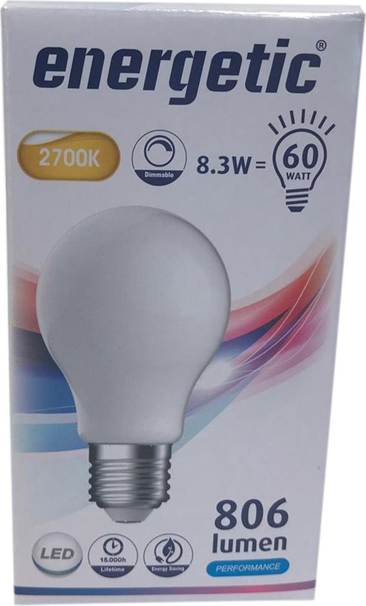 Forbedring føle udlejeren E27 LED Lamp Dimbaar Full Glass Energetic - 8W - vervangt 60W | bol.com