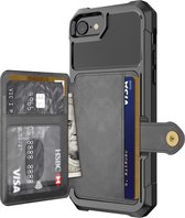 Magnetic Card Holder Hybrid Case voor de Apple iPhone SE 2020 - Zwart