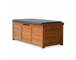 sweeek - Houten tuinbox caja 125x60cm voor kussenopslag met gasveer en handvatten