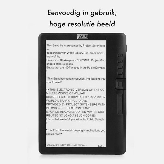 Simple E-Reader V2 – Hoge Resolutie & Extra Groot Beeldscherm + Oordopjes & Hoesje & Extra Batterij – 8GB - Zwart – E-Book Reader