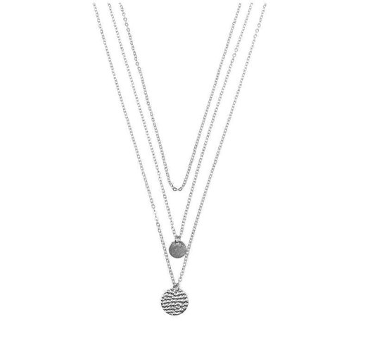 Triple Layer Ketting Rowan Bedeltjes - Coin necklace - Decolleté Collier -  Zilver - 52... | bol.com