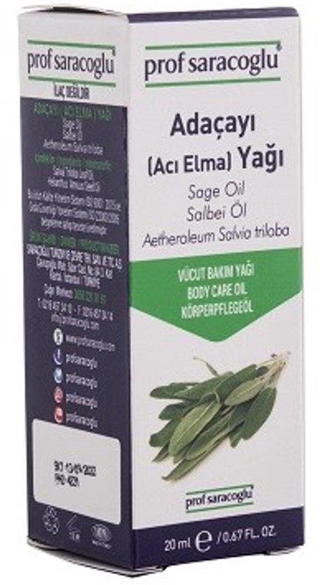 Prof Saracoglu salieolie (Aci Elma Yagi) Sage Oil Salbei Oil Aetheroleum Salvia triloba, 20 ml.