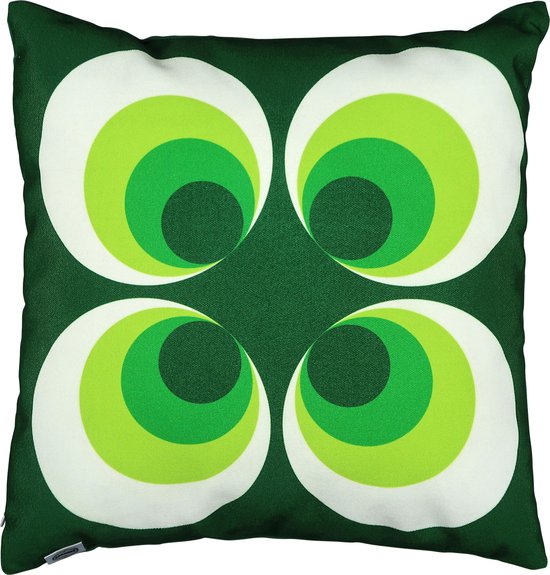 CABANAZ - kussen, retro, polyester met rits, CUSHION, groen, 40 x 40 cm | bol.com