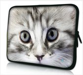 Sleevy 11,6 laptophoes grijs katje - laptop sleeve - laptopcover - Sleevy Collectie 250+ designs