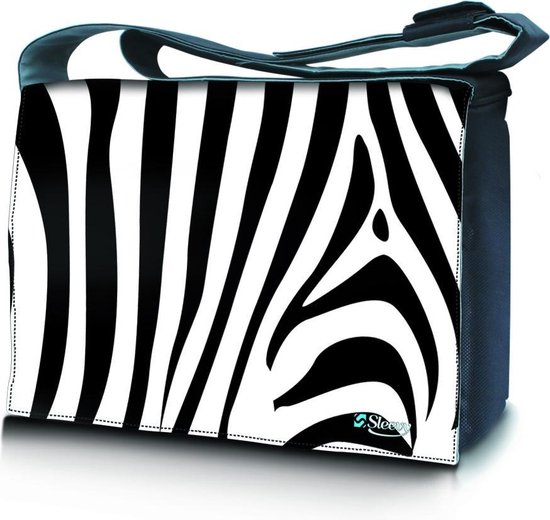 Sleevy 15,6 laptoptas / messenger tas zebra - laptoptas - schooltas |  bol.com