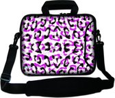 Sleevy 17,3 laptoptas witte panterprint