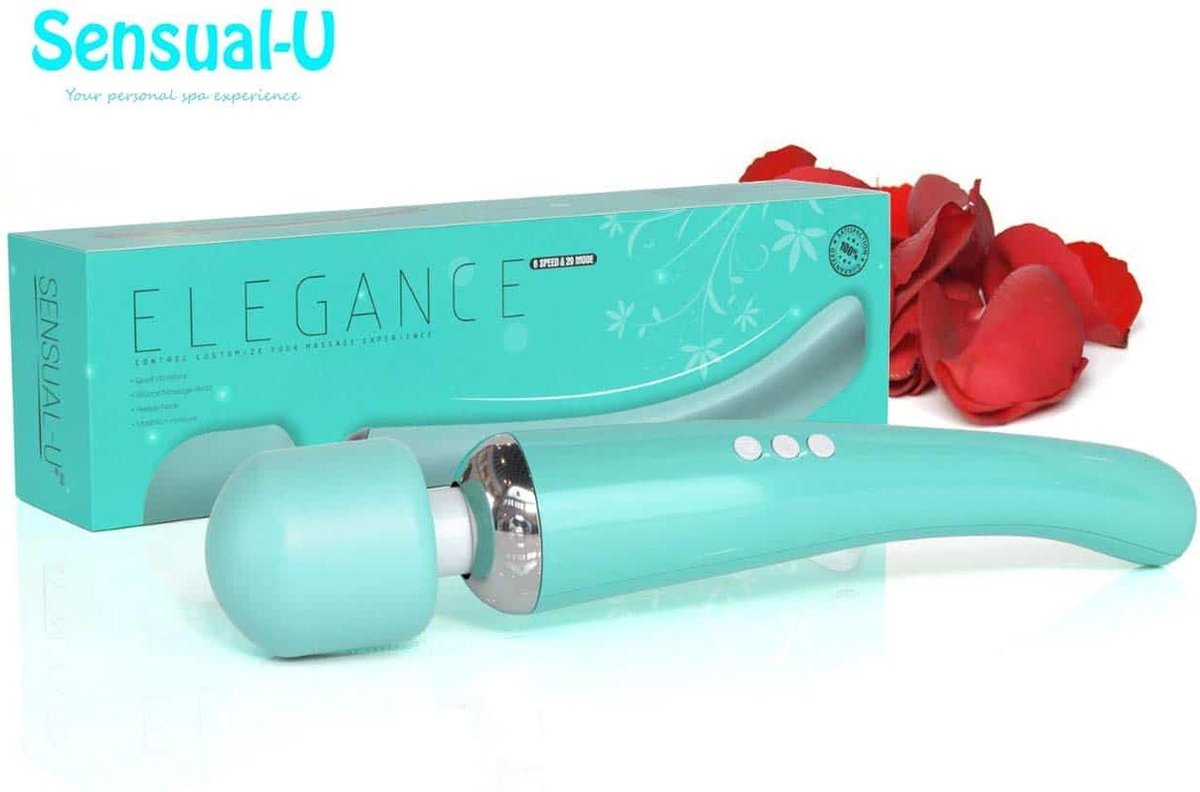 Afbeelding 2 van Sensual-U Elegance Curve - Fluisterstille Vibrator - Wand massager voor Clitorale stimulatie – Seksspeeltje met 8 snelheden en 20 standen – Cyaan