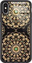 iPhone X/XS hoesje glass - Mandala goud | Apple iPhone Xs case | Hardcase backcover zwart
