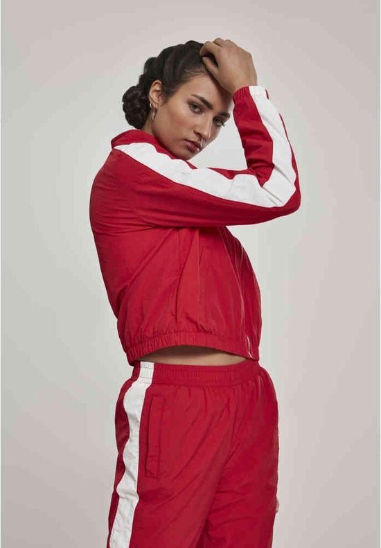 Veste Urban Classics -M- Short Rayé Crinkle Track Rouge / Blanc