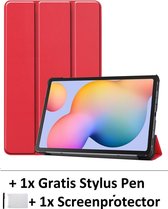 lederen smart cover book Geschikt voor Galaxy Tab S6 Lite 10,4 inch  - rood