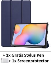 Lederen Beschermhoes - Geschikt voor Samsung Galaxy Tab S6 Lite 10,4 Inch - Donkerblauw