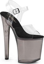 Pleaser Sandaal met enkelband, Paaldans schoenen -37 Shoes- XTREME-808T Paaldans schoenen Transparant/Zwart