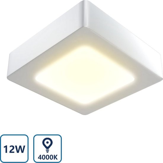 Aigostar LED Plafondlamp - Ceiling lamp - 12W - 4000K - Vierkant