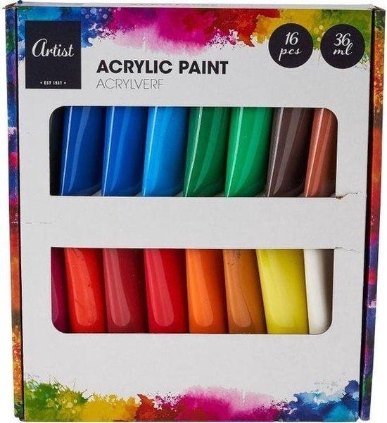 Tubes acryliques en 16 couleurs 36 ml - Matériel de bricolage / loisirs  créatifs -... | bol.com