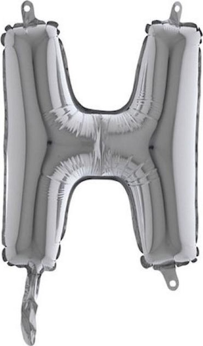 Folieballon - letter H - zilver - Grabo Balloon - 35cm