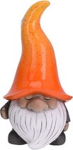 Tuinkabouter gnoom met oranje muts 23 cm - Tuinbeeld - Tuindecoratie kabouter