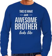 Awesome brother / broer cadeau sweater blauw heren XL