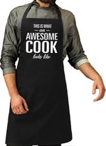 Awesome Cook - Tablier en coton Awesome Cook Gift noir pour homme - Cadeau d'anniversaire - Tablier / Shopper