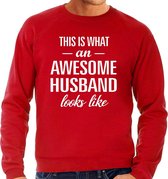 Awesome husband / echtgenoot cadeau sweater rood heren S