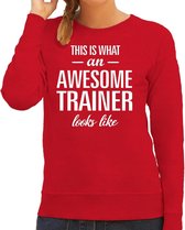 Awesome / geweldige trainer cadeau sweater / trui rood met witte letters voor dames - Bedankje / verjaardagkado trui XXL