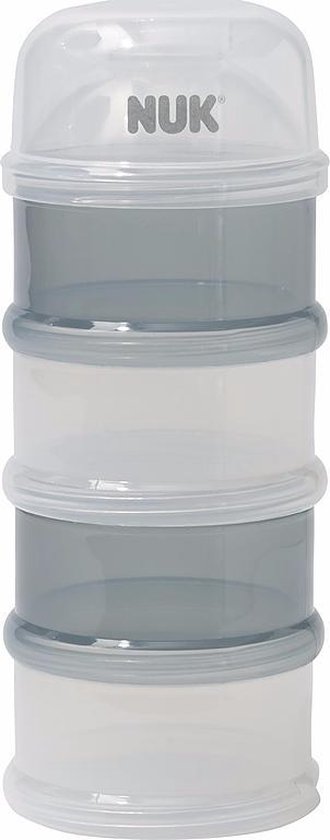 NUK 80601183 Boîte de dosage de Lait en poudre - 4 compartiments empilables pour stocker la poudre - Grijs Grijs - blanc