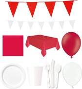 Feest versiering - Feest decoratie - Feest versiering verjaardag - Compleet Feestpakket - slingers verjaardag - ballonnen verjaardag - Rood Wit