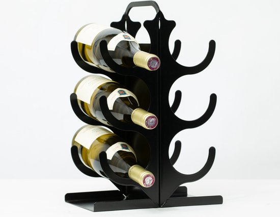 Ferro Duro - staand wijnrek - 6 flessen - zwart - flessenrek | bol.com