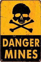 Metalen Bord Danger Mines Skull 20x30cm