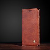 Retro lederen bookcase voor iPhone X 5.8 inch - donkerbruin