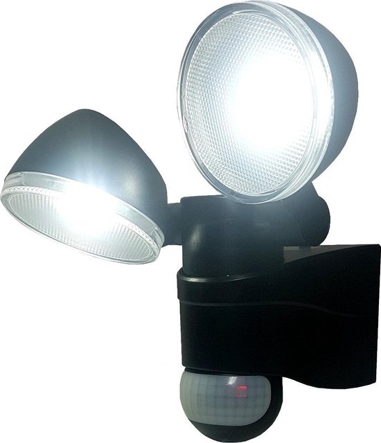 Dual Spotlight LED Lamp straler 10W Floodlight Bewegingssensor IP-44 A+  incl batterijen | bol.com
