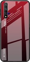 Voor Huawei Honor 20 Gradient Color Glass Case (rood)